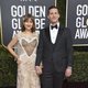 Andy Samberg and Joanna Newson on the red carpet at the Golden Globes 2019