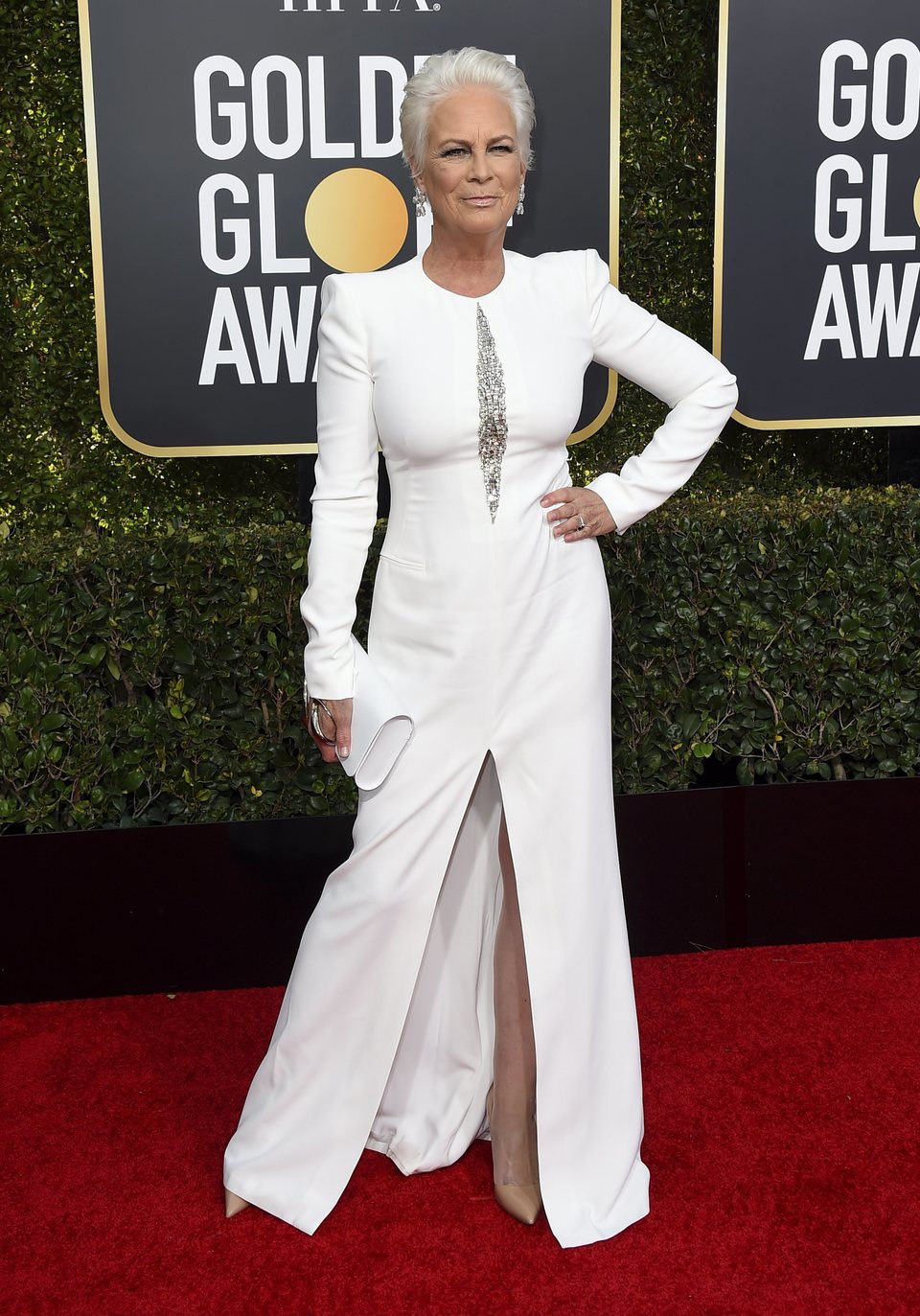 Jamie Lee Curtis on the red carpet at the Golden Globes 2019