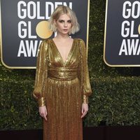 Lucy Boynton on the red carpet at the Golden Globes 2019