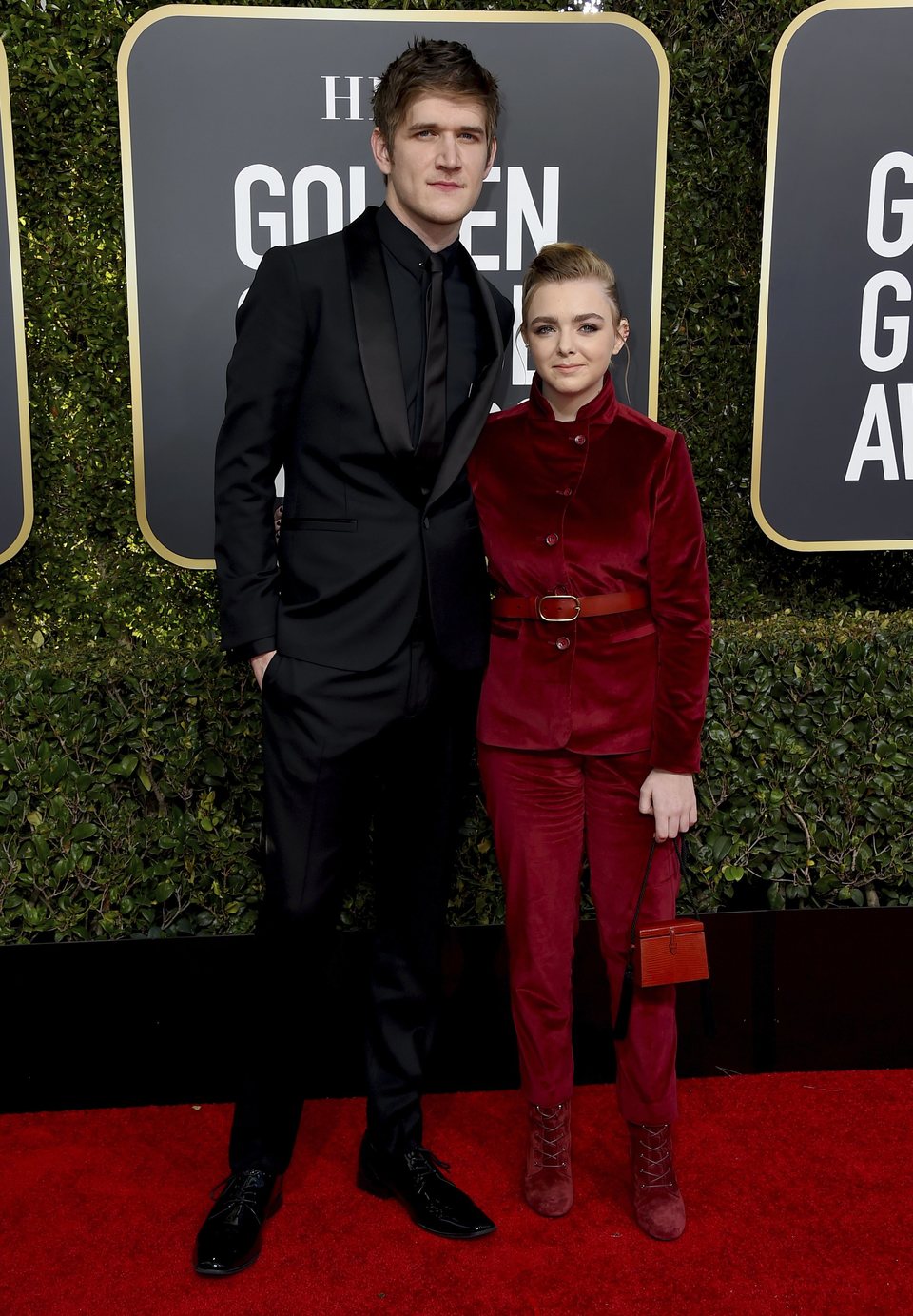 Elsie Fisher and Bo Burnham at the Golden Globes 2019 red carpet