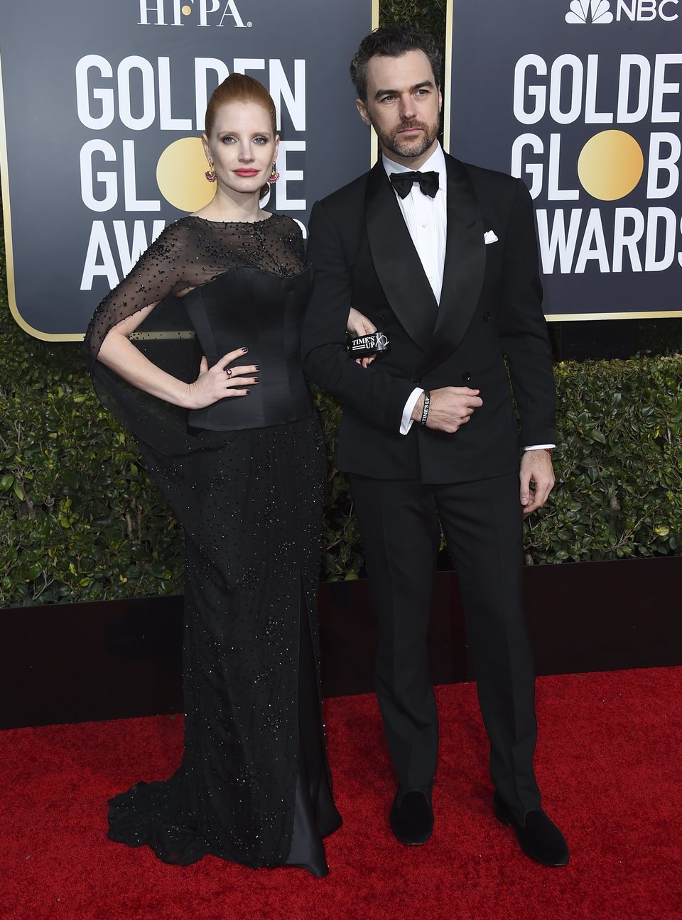 Jessica Chastain and Gian Luca Passi at the Golden Globes 2019 red carpet