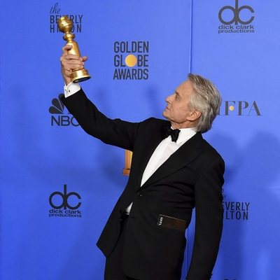 Michael Douglas poses with his Golden Globe