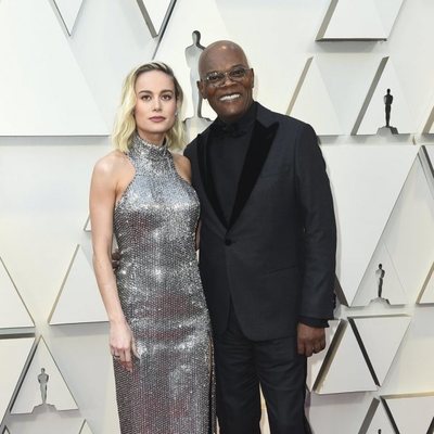 Brie Larson and Samuel L. Jackson at the Oscars 2019 red carpet