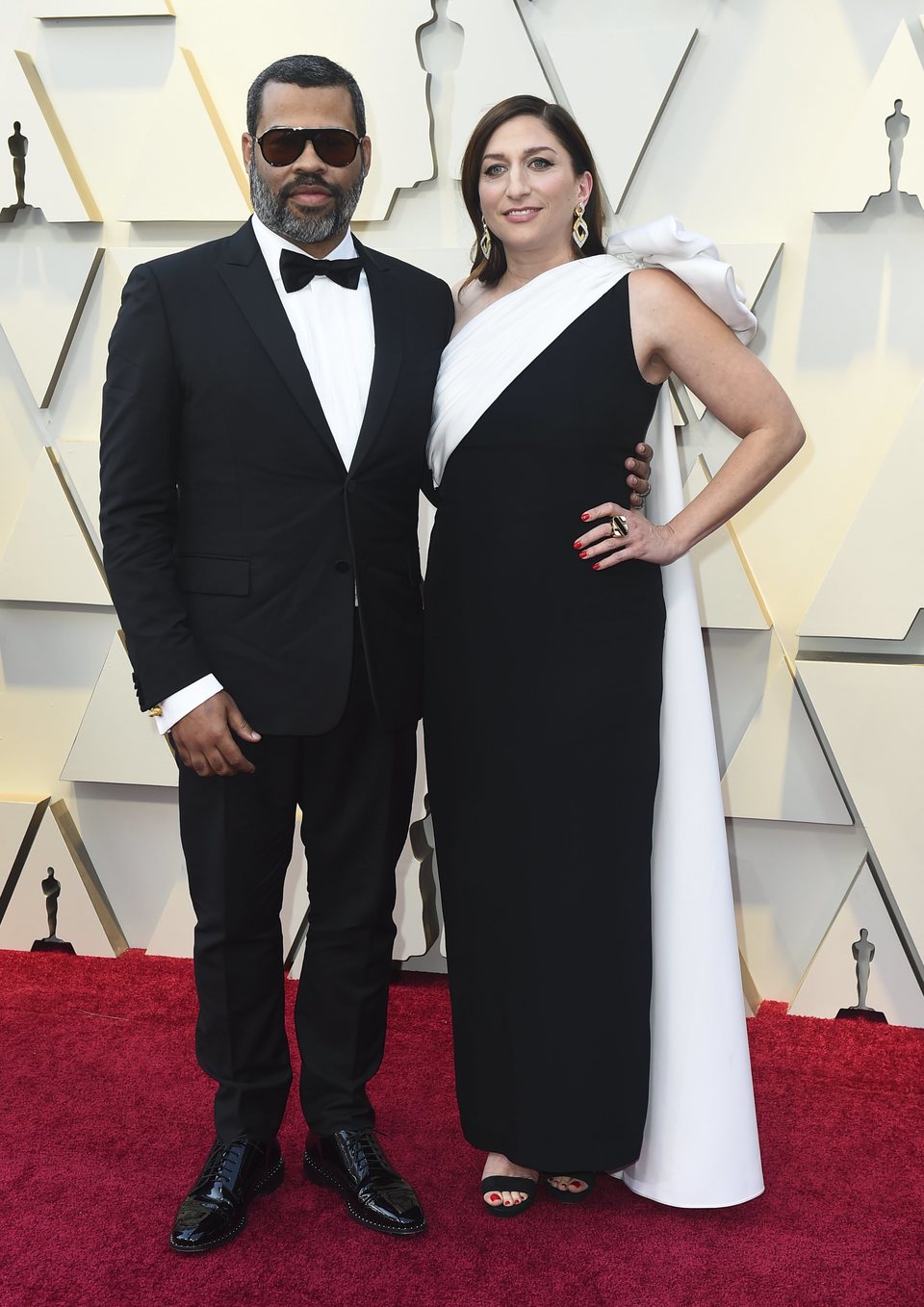 Jordan Peele and Chelsea Peretti at the 2019 Oscars