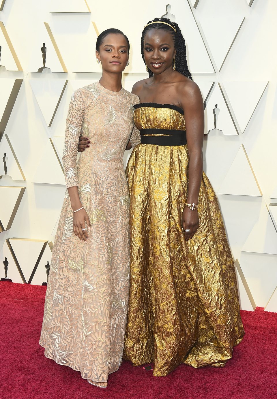 Letitia Wright and Danai Gurira on the red carpet at the Oscars 2019