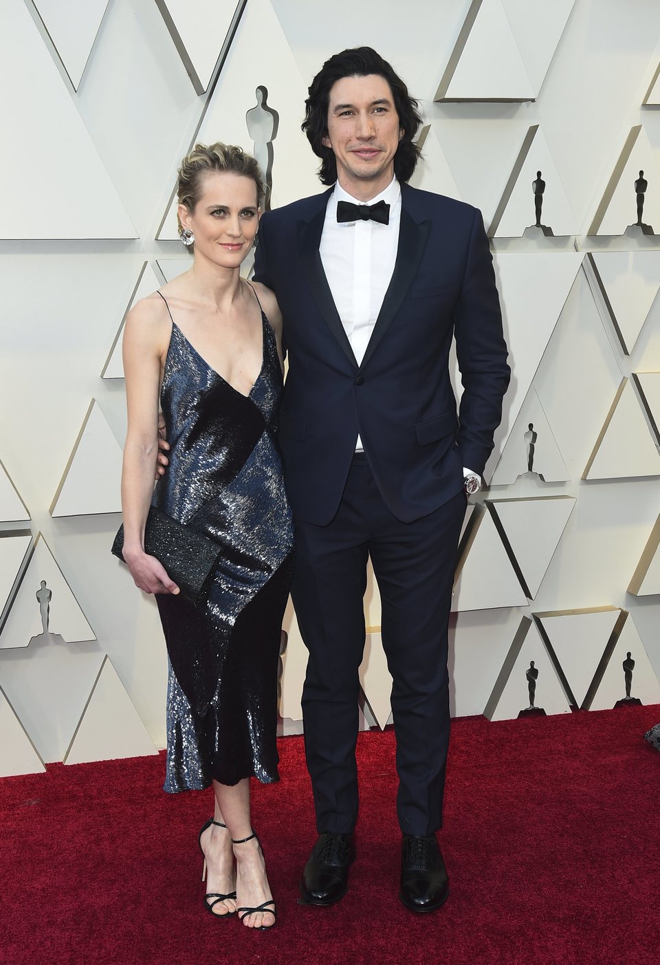 Adam Driver and Joanne Tucker on the red carpet at the Oscars 2019