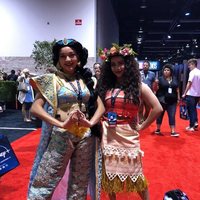 Fans dressed up as Yasmin and Moana