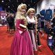 Fans dressed up as Aurora, from 'Sleeping Beauty'