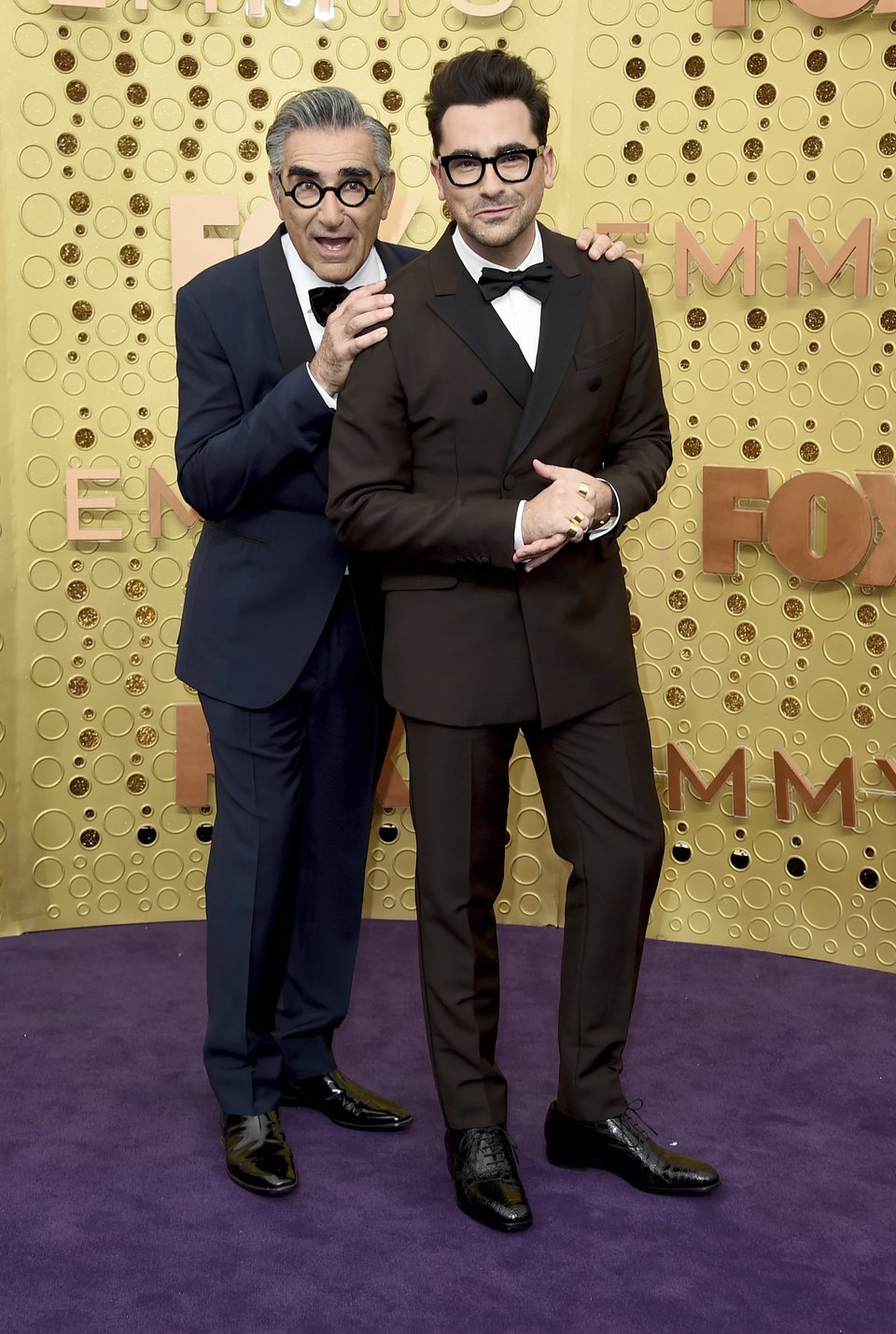 Eugene Levy and Dan Levy at the Emmy 2019 red carpet