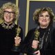 Nancy Haigh and Barbara Ling with their Oscar to Best Production Design for 'Once Upon a Time... in Hollywood'