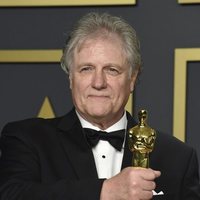 Don Sylvester poses with his Oscar for Best Sound Editing for 'Ford v Ferrari'