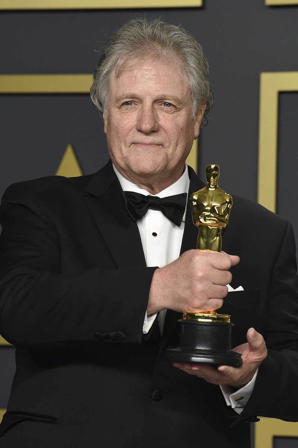 Don Sylvester poses with his Oscar for Best Sound Editing for 'Ford v Ferrari'