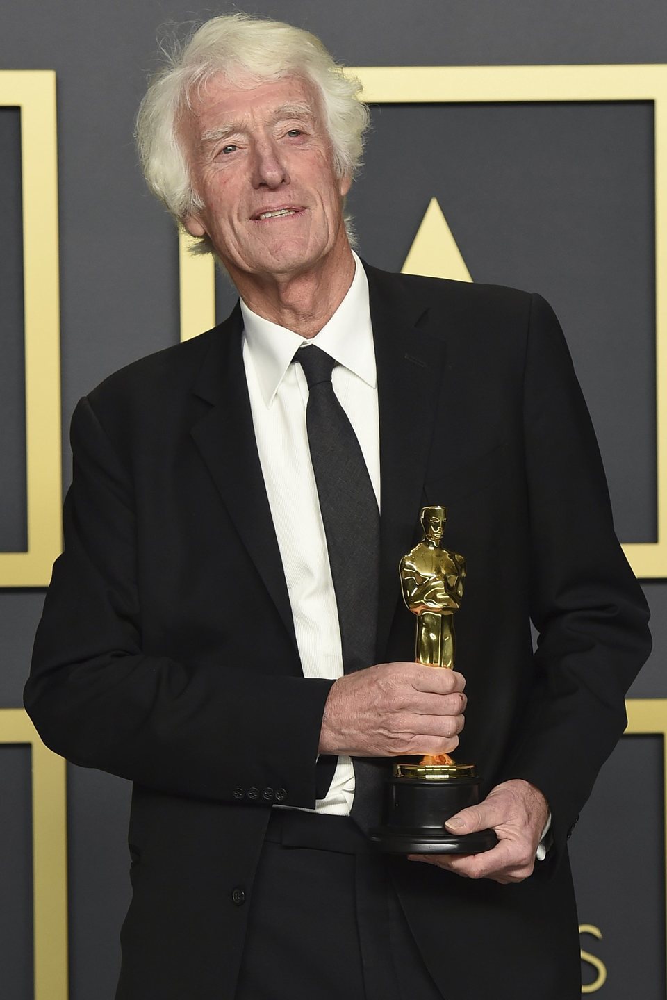 Roger Deakins with his Best Cinematography Oscar for '1917'