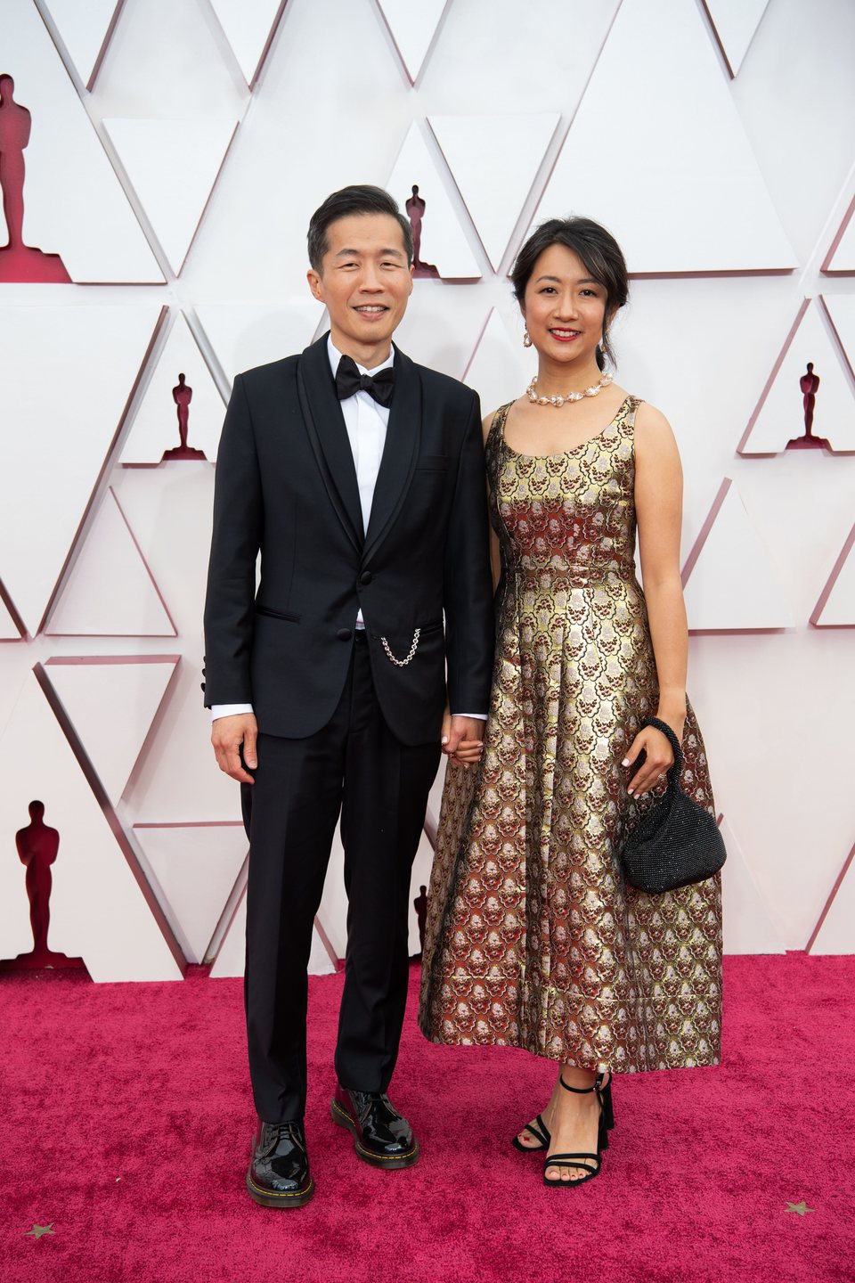 Lee Issac Chung and Valerie Chung at the Oscars 2021 red carpet