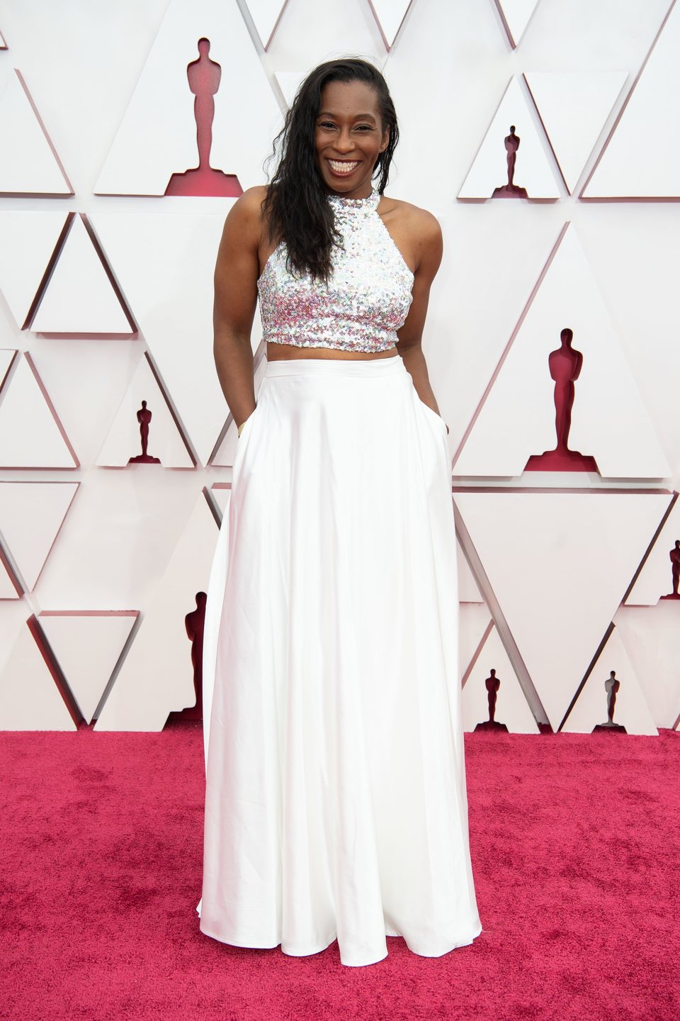 Mia Neal at the Oscars 2021 red carpet