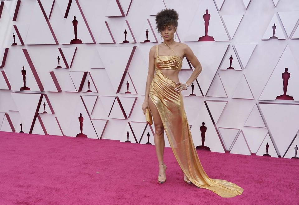 Andra Day at the Oscars 2021 red carpet