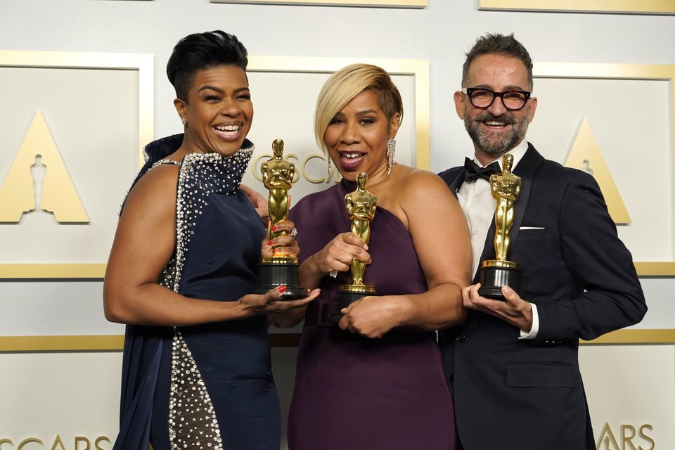 Mia Neal, Jamika Wilson and Sergio López-Rivera, Oscar 2021 winners for best makeup and hairstyling