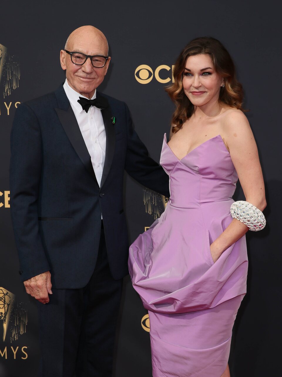 Patrick Stewart and Sunny Ozell at the Emmy's 2021 red carpet