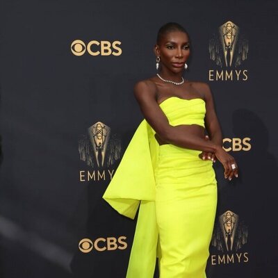 Michaela Coel at the Emmy's 2021 red carpet