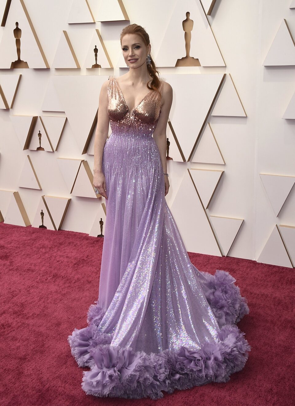 Jessica Chastain at the Oscars 2022 red carpet