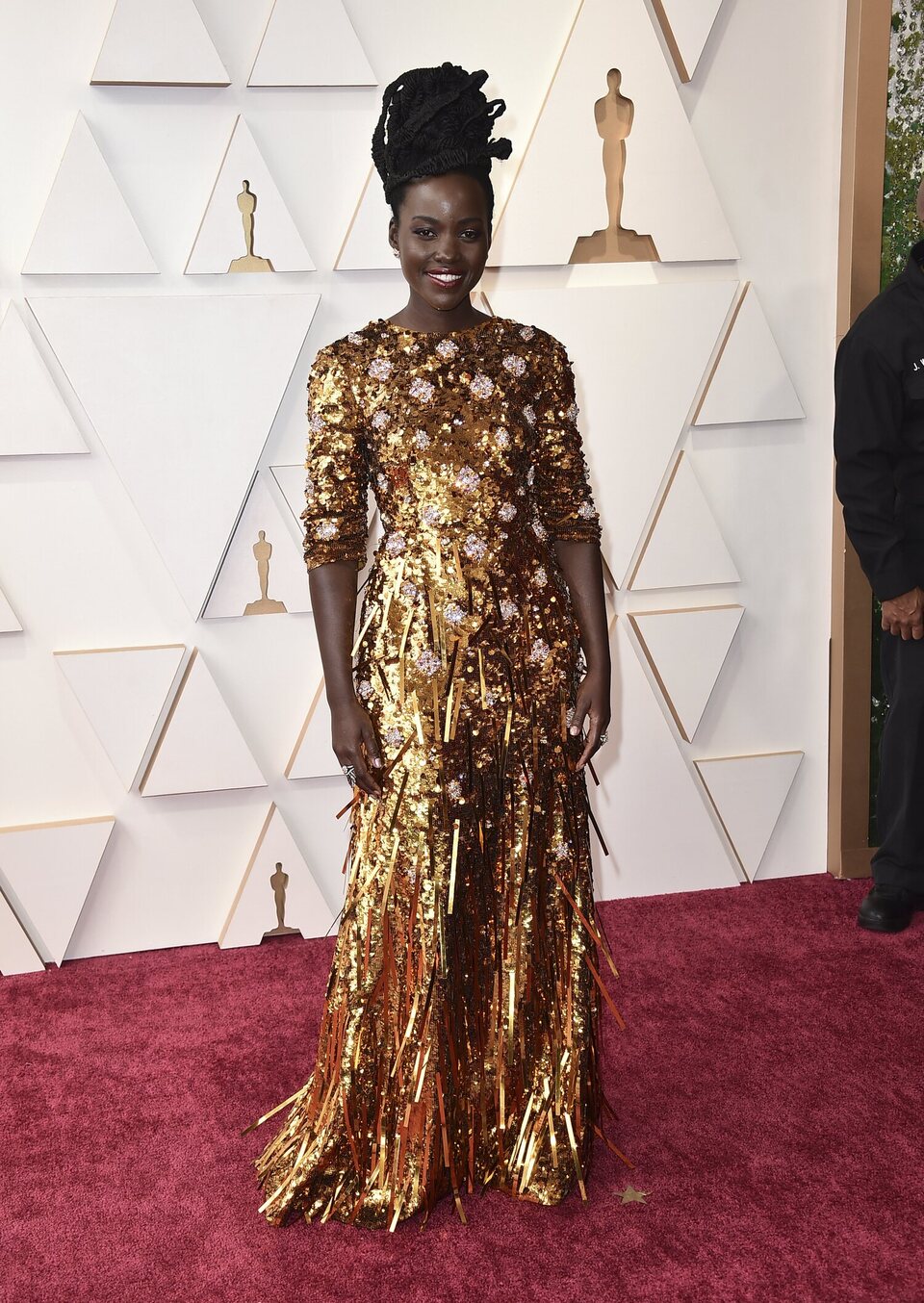 Lupita Nyong'o at the Oscars 2022 red carpet