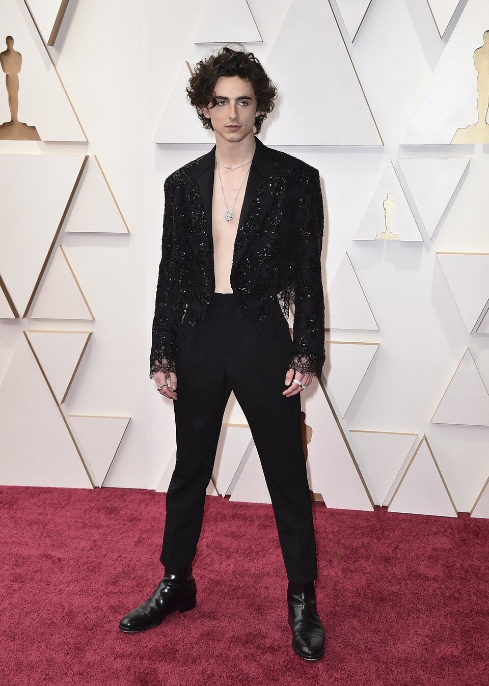 Timothée Chalamet at the Oscars 2022 red carpet