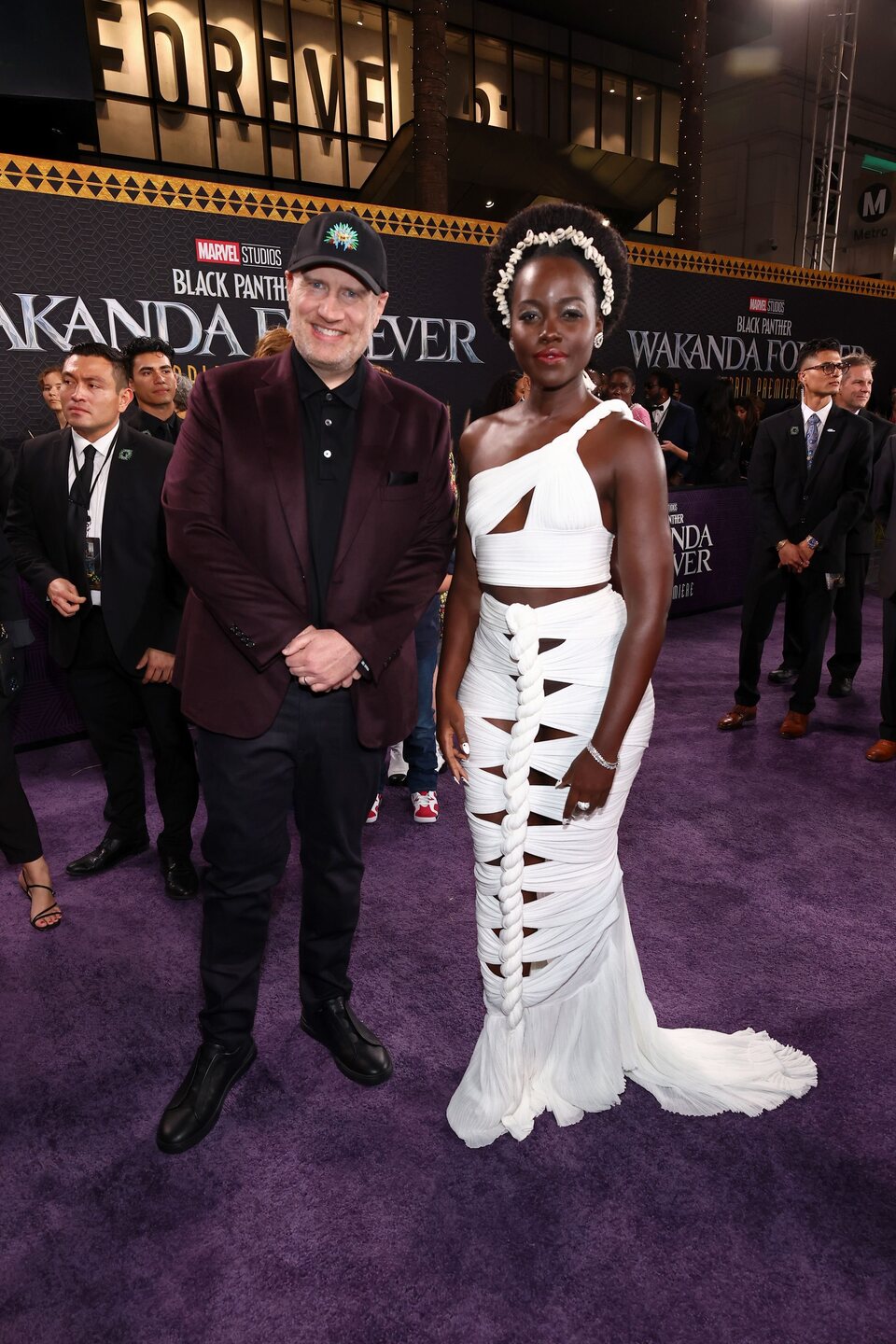 Kevin Feige and Lupita Nyong'o at the 'Black Panther: Wakanda Forever' premiere