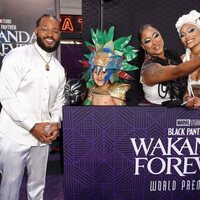 Ryan Coogler poses with fans at the 'Black Panther: Wakanda Forever' premiere