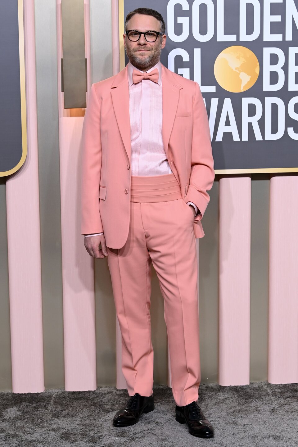 Seth Rogen at the Golden Globes 2023 red carpet