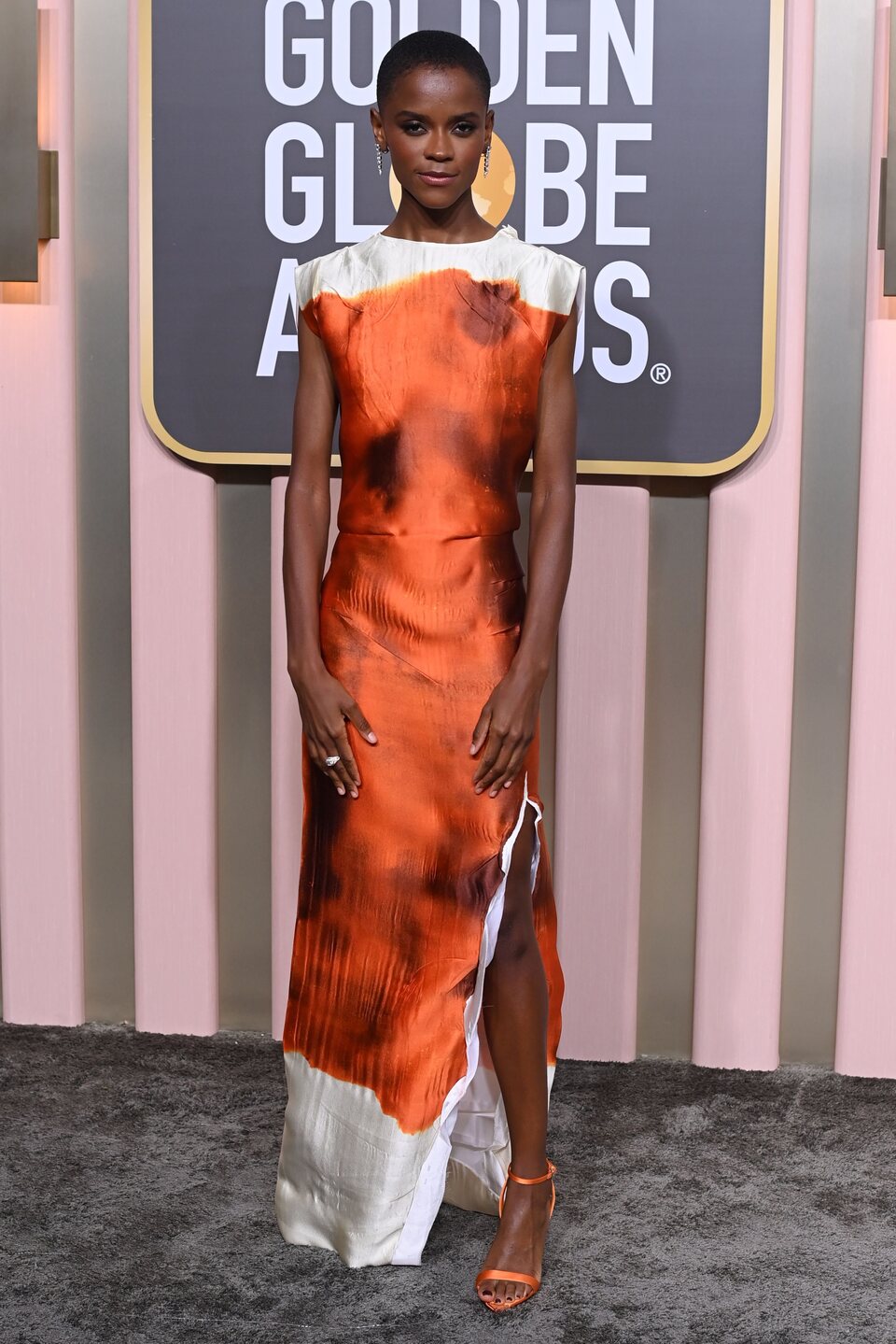 Letitia Wright at the Golden Globes 2023 red carpet