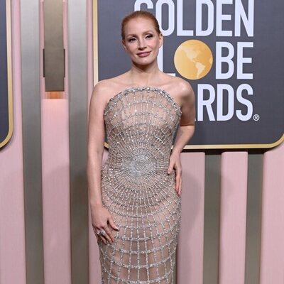 Jessica Chastain at the Golden Globes 2023 red carpet