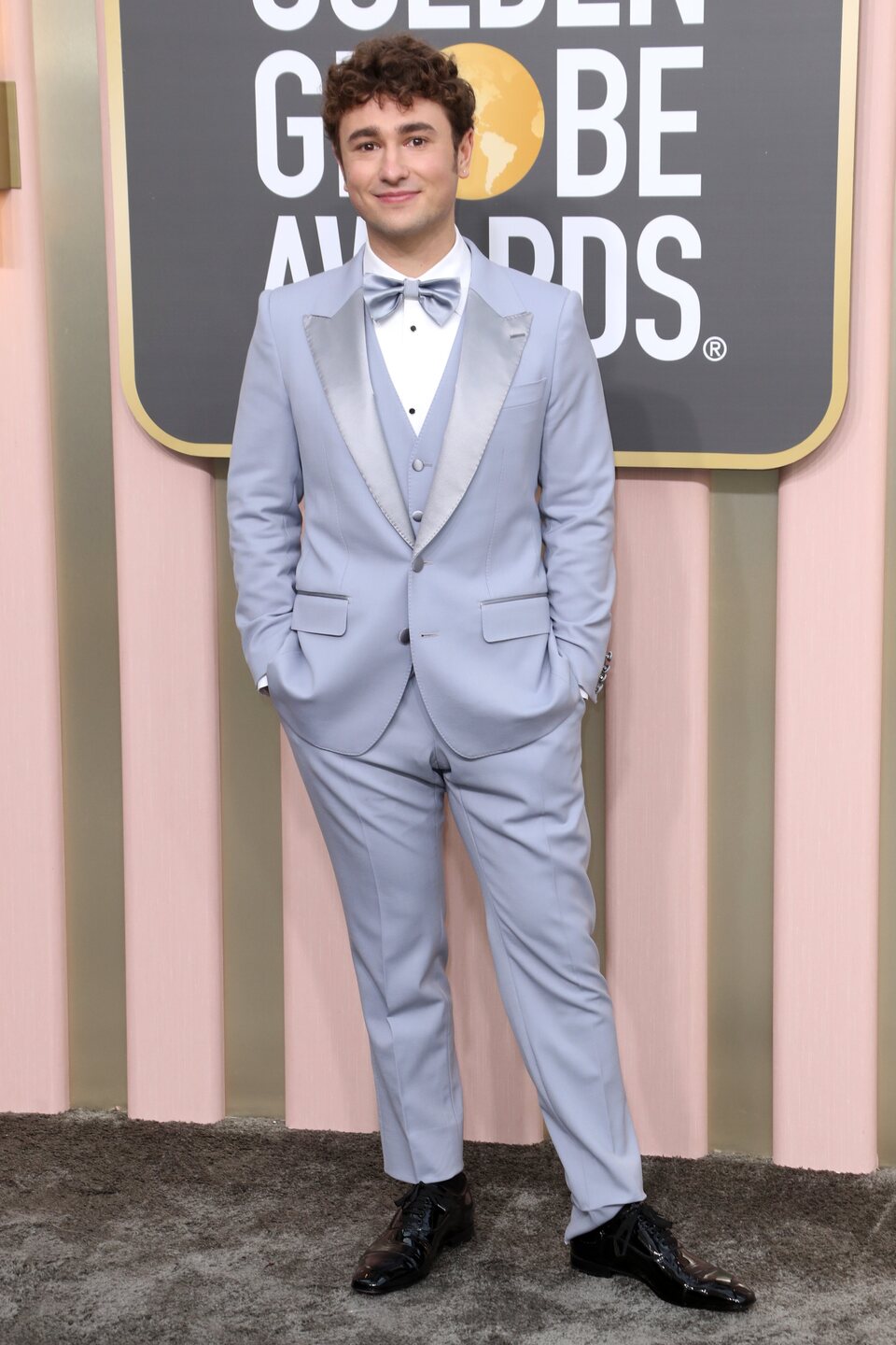 Gabriel LaBelle at the Golden Globes 2023 red carpet