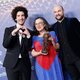 Iván Miñambres, Chelo Loureiro and Alberto Vázquez at the winner's carpet of the 2023 Goya Awards