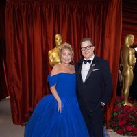 Brendan Fraser and Jeanne Moore at the champagne carpet of the Oscar Awards 2023