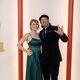 Troy Kotsur and Deanne Bray at the champagne carpet of the Oscar Awards 2023