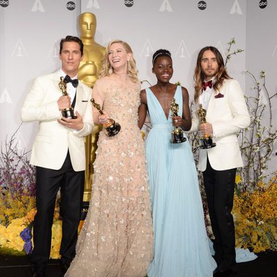 Matthew McConaughey, Cate Blanchett, Lupita Nyong'o and Jared Leto at the 2014 Oscars