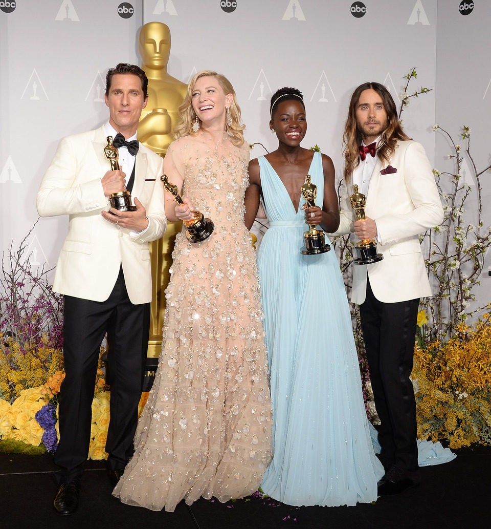 Matthew McConaughey, Cate Blanchett, Lupita Nyong'o and Jared Leto at the 2014 Oscars