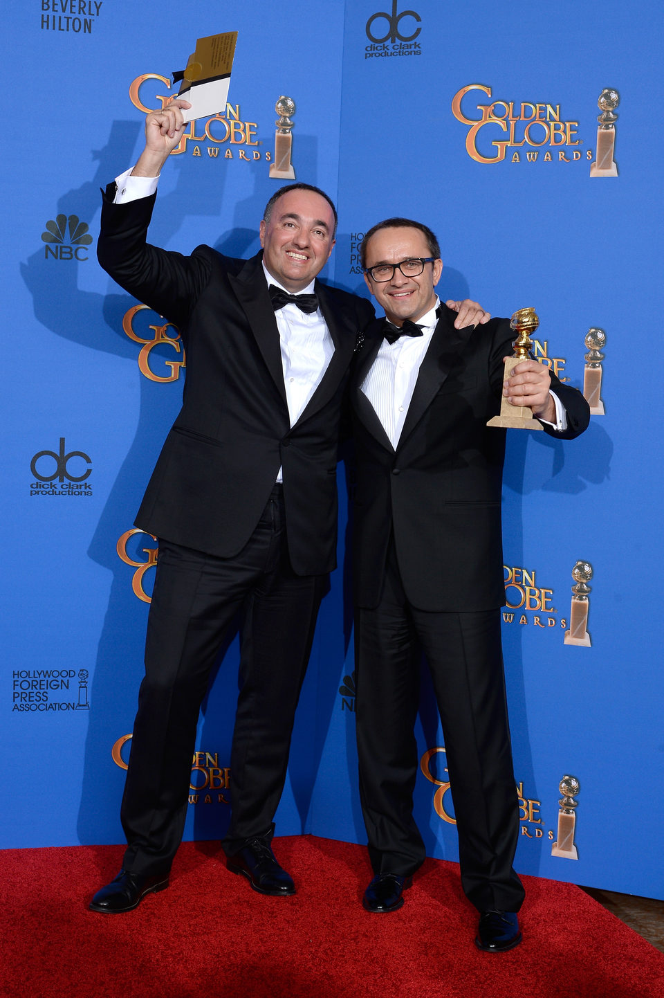 Alexander Rodnyansky and Andrey Zvyagintsev, winners of the Golden Globe 2015 for the best foreign film