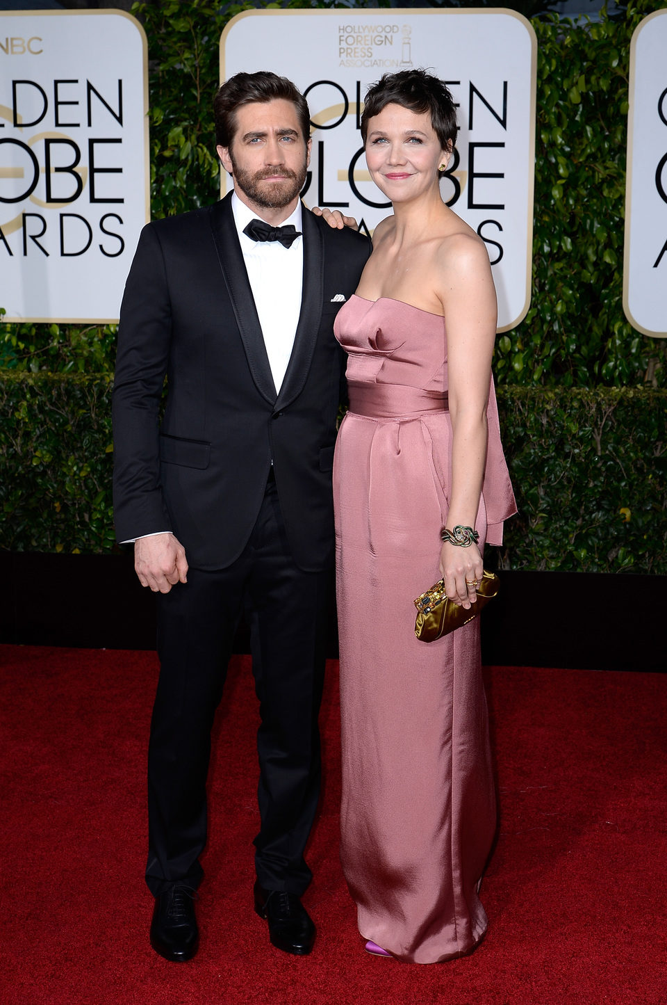 Jake Gyllenhaal and Maggie Gyllenhaal at the Golden Globes 2015 red carpet