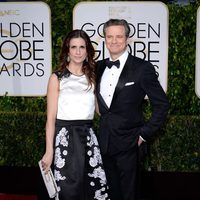 Livia and Colin Firth at the Golden Globes 2015 red carpet