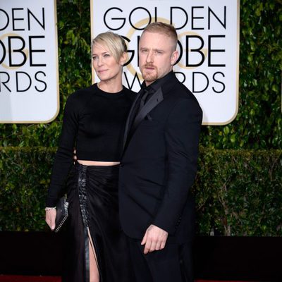 Robin Wright and Ben Foster at the Golden Globes 2015 red carpet