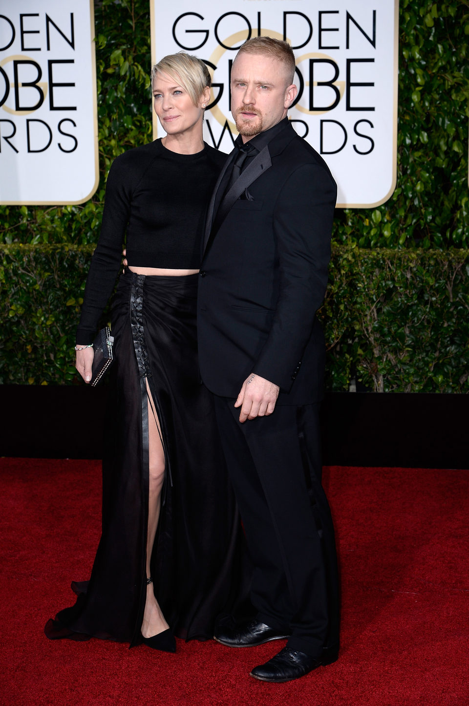 Robin Wright and Ben Foster at the Golden Globes 2015 red carpet