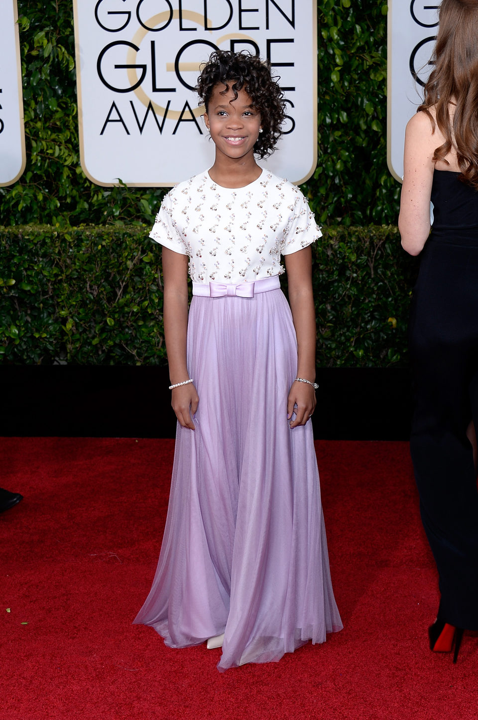 Quvenzhané Wallis at the Golden Globes 2015 red carpet