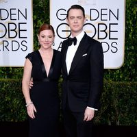 Colin Hanks and Samantha Bryant at the Golden Globes 2015 red carpet