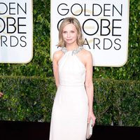 Calista Flockhart at the Golden Globes 2015 red carpet