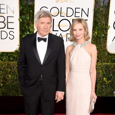 Harrison Ford and Calista Flockhart at the Golden Globes 2015 red carpet