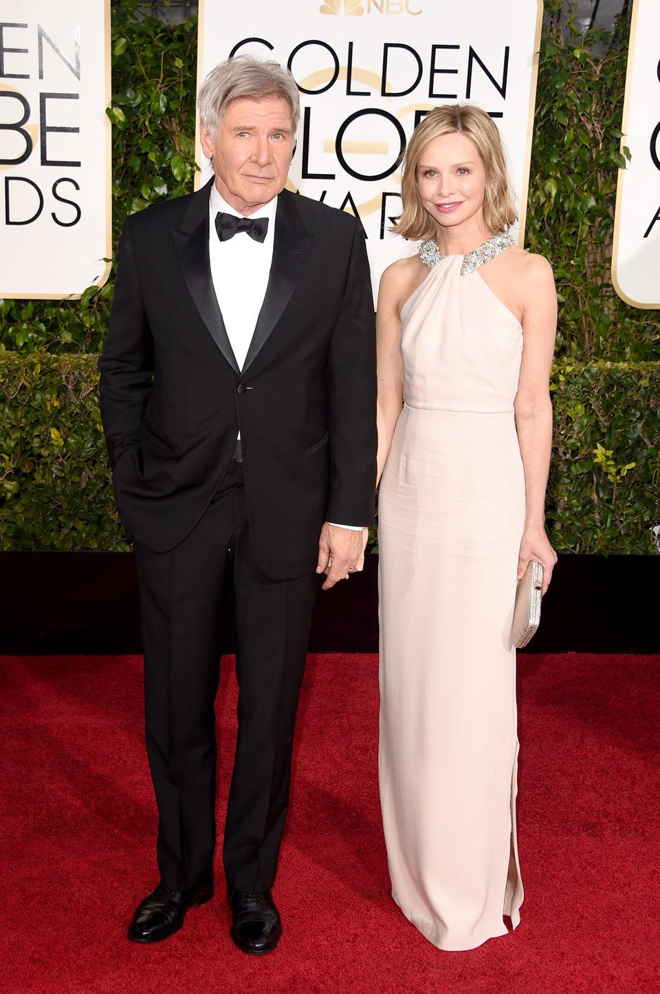 Harrison Ford and Calista Flockhart at the Golden Globes 2015 red carpet