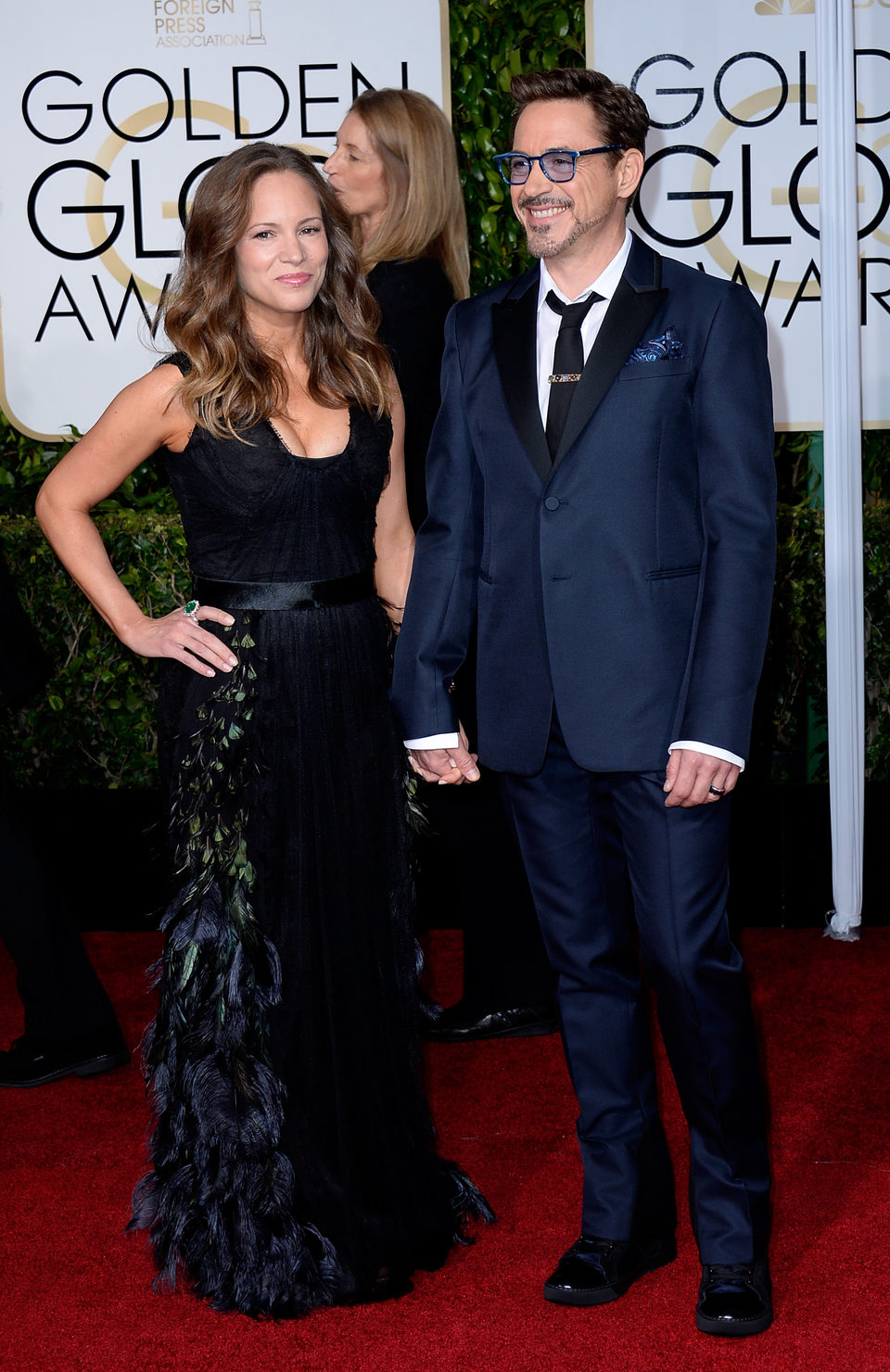 Robert Downey Jr. and Susan Downey at the Golden Globes 2015 red carpet