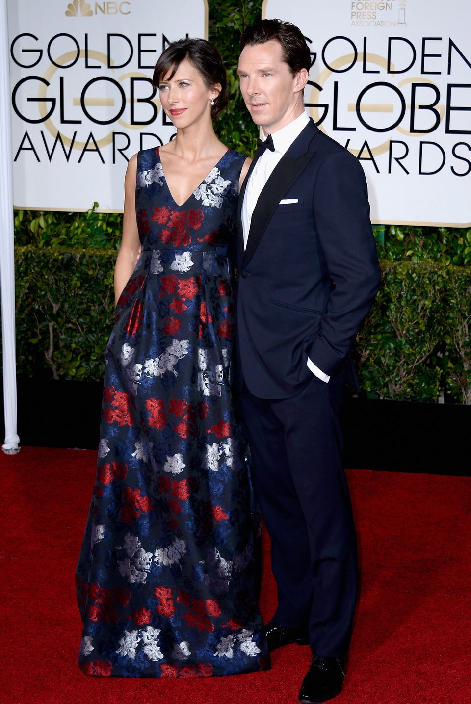 Benedict Cumberbatch and Sophie Hunter at the Golden Globes 2015 red carpet