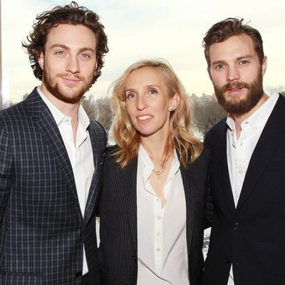 Sam Taylor-Johnson with Aaron Taylor-Johnson and Jamie Dornan at the 'Fifty Shades of Grey' Fan Event